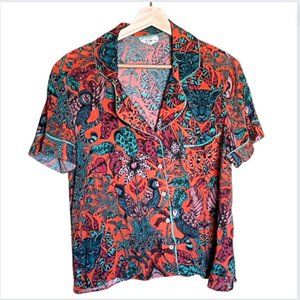 Anthropologie Emma Shipley collaboration top short sleeve button down pyjama M